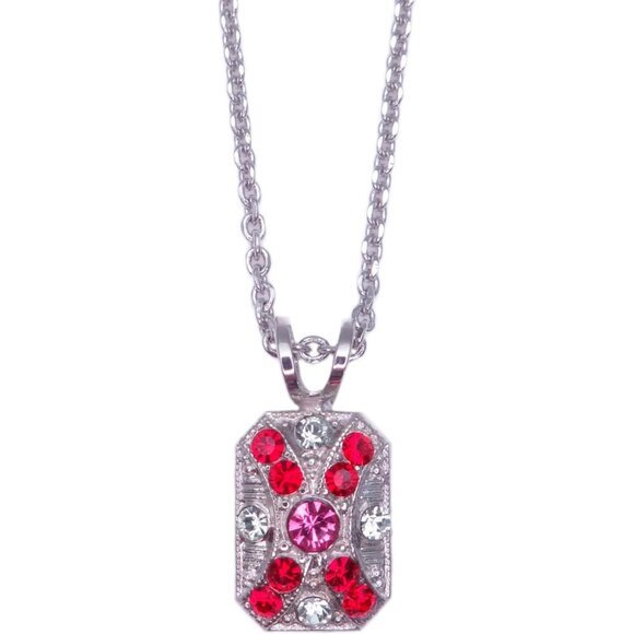 Mariana Enchanted Silver Pendant Necklace Red Green Pink Mix Rectangle 1156 NWT - Picture 1 of 3
